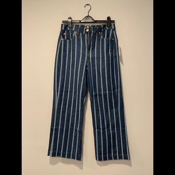 Seven all mankind stripe cropped wide leg jeans size 30, NWT - Picture 5 of 9